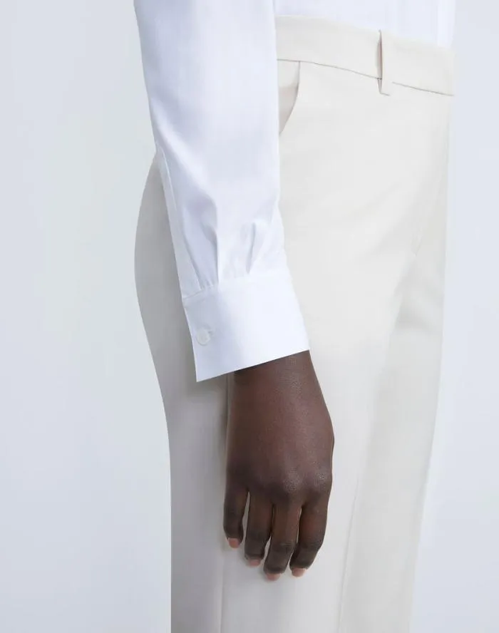 Ready To Wear Stretch Cotton Button Down Bodysuit White Lafayette 148 New York Blouses and Shirts