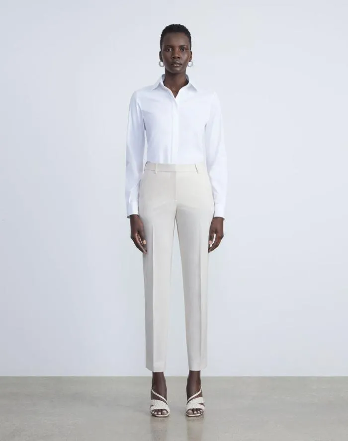 Ready To Wear Stretch Cotton Button Down Bodysuit White Lafayette 148 New York Blouses and Shirts