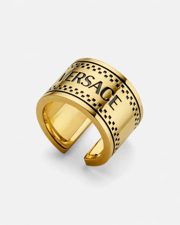 Rings MenWomen Versace 90s Vintage Logo Ring Blackgold