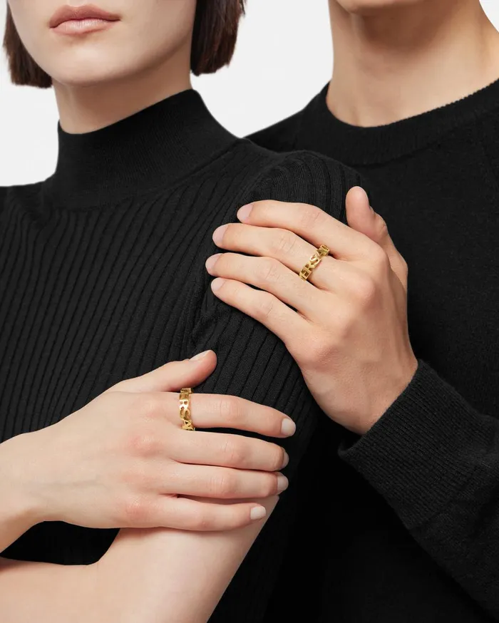 Rings MenWomen Versace Logo Ring Light Gold