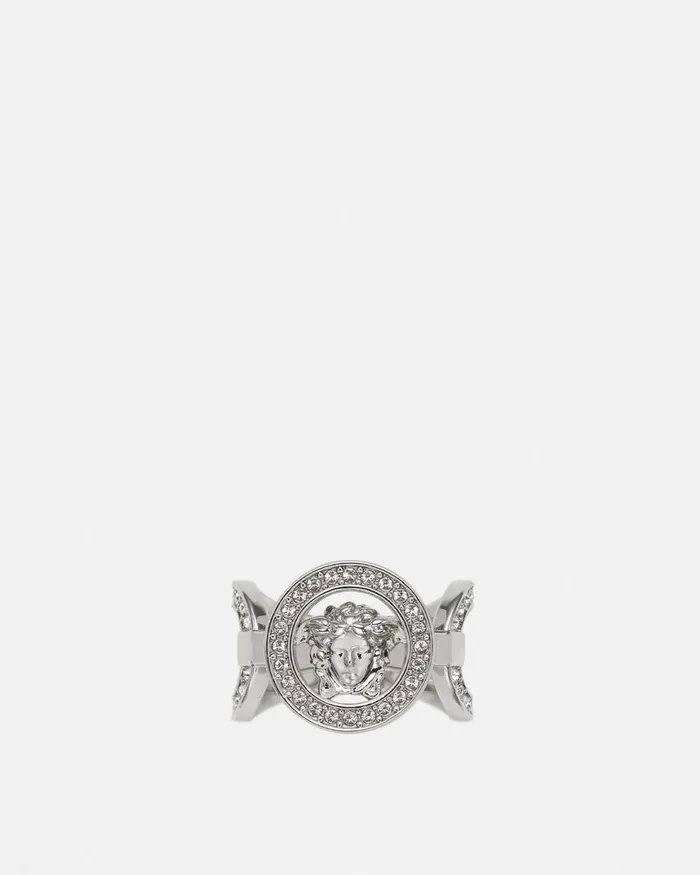 Rings WomenMen Versace Crystal Medusa 03995 Ring Silver