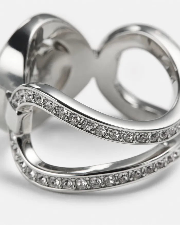 Rings WomenMen Versace Crystal Medusa 03995 Ring Silver
