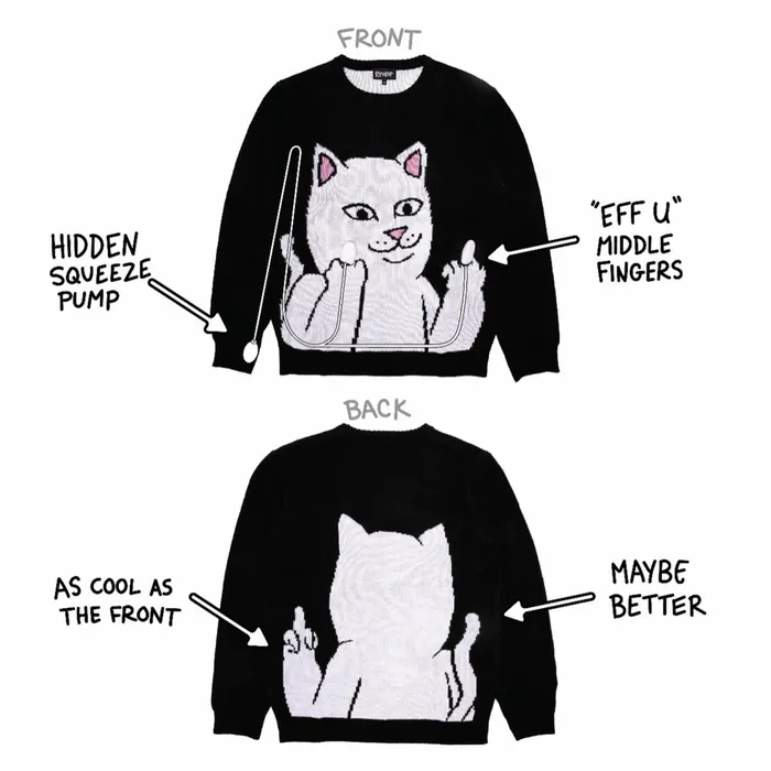 Ripndip Lord Nermal Flippy Knitty Sweater Black Knits Sweaters Ripndip Lord Nermal Flippy Knitty Sweater Black Knits Sweaters