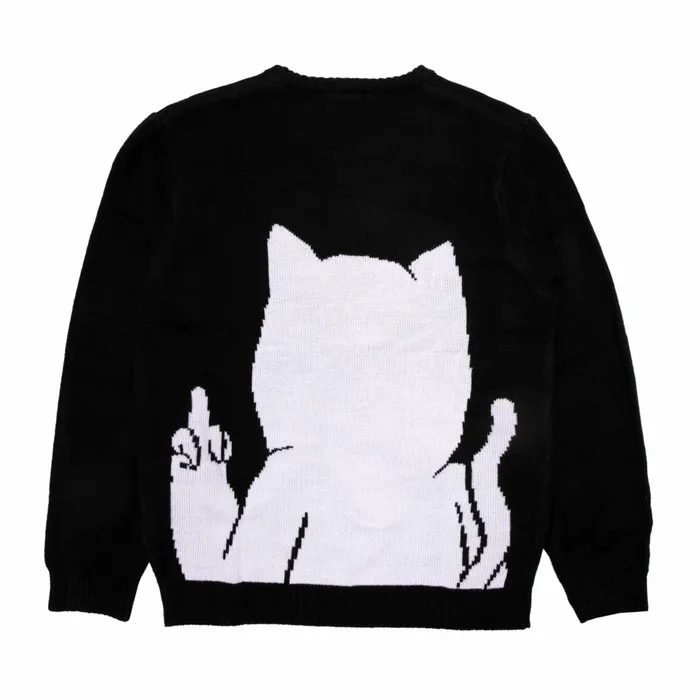 Ripndip Lord Nermal Flippy Knitty Sweater Black Knits Sweaters Ripndip Lord Nermal Flippy Knitty Sweater Black Knits Sweaters