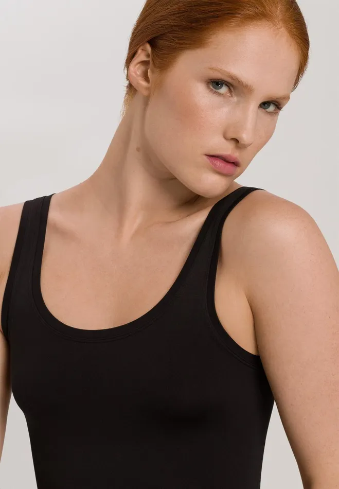 Round Neck Tank Top Black Women HANRO Tank Tops