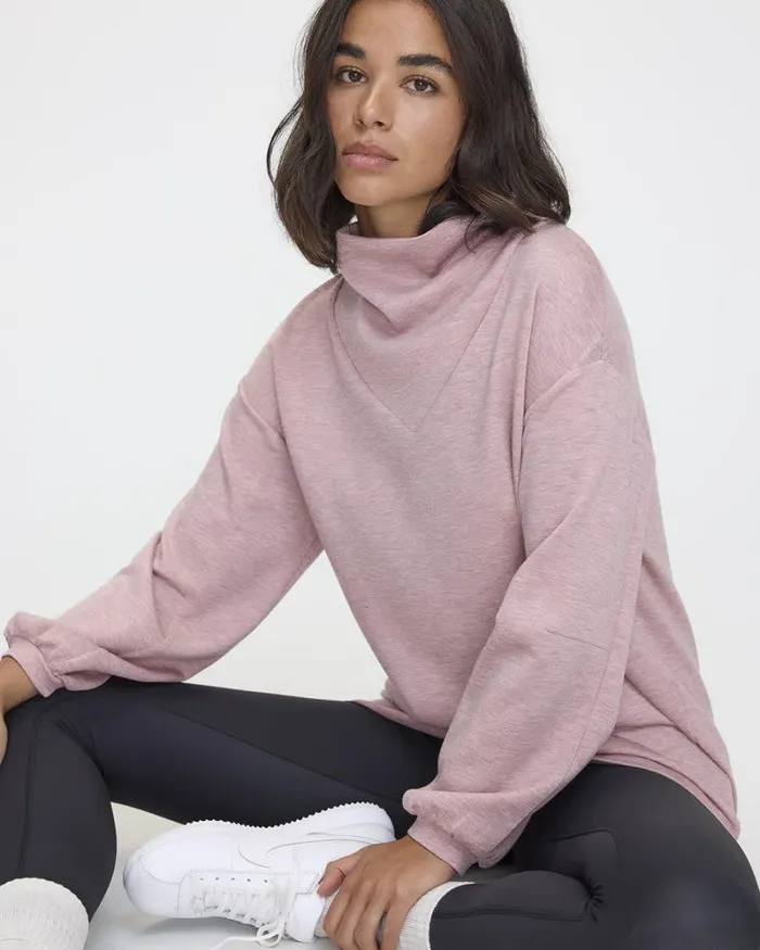 RWandCO Activewear LongSleeve CowlNeck Tunic 8211 Hyba 124 Regular 124 Reitmans Heather Nostalgia Rose 8211 Women