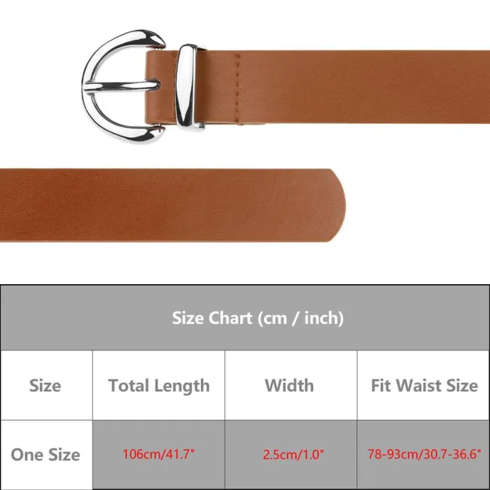 RWandCO Belts Allegra K Faux Leather Belt With Silver Buckle Red Brown 8211 Women