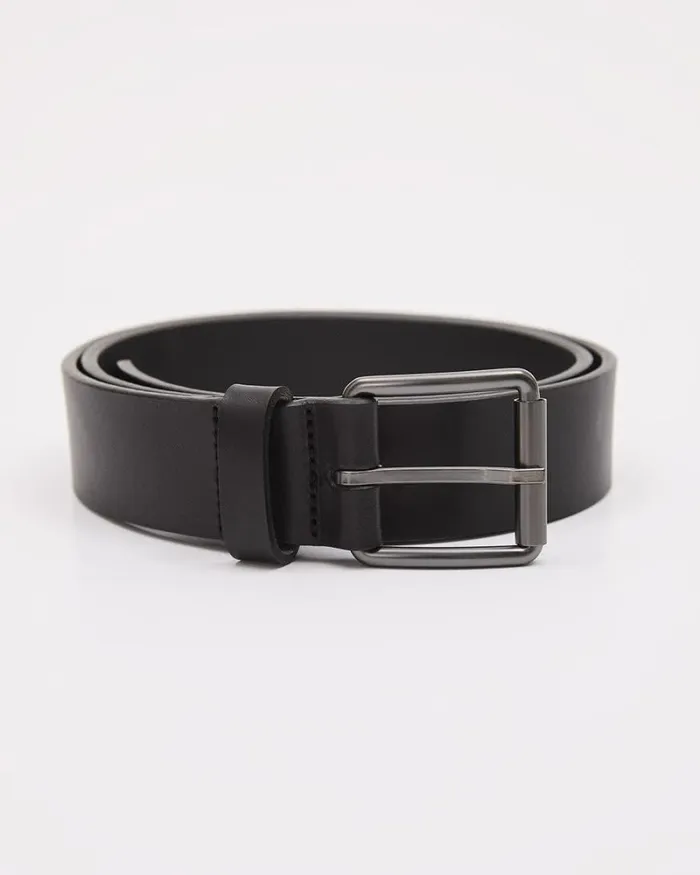 RWandCO Belts and Suspenders Black Leather Belt With Square Buckle Black 8211 Men