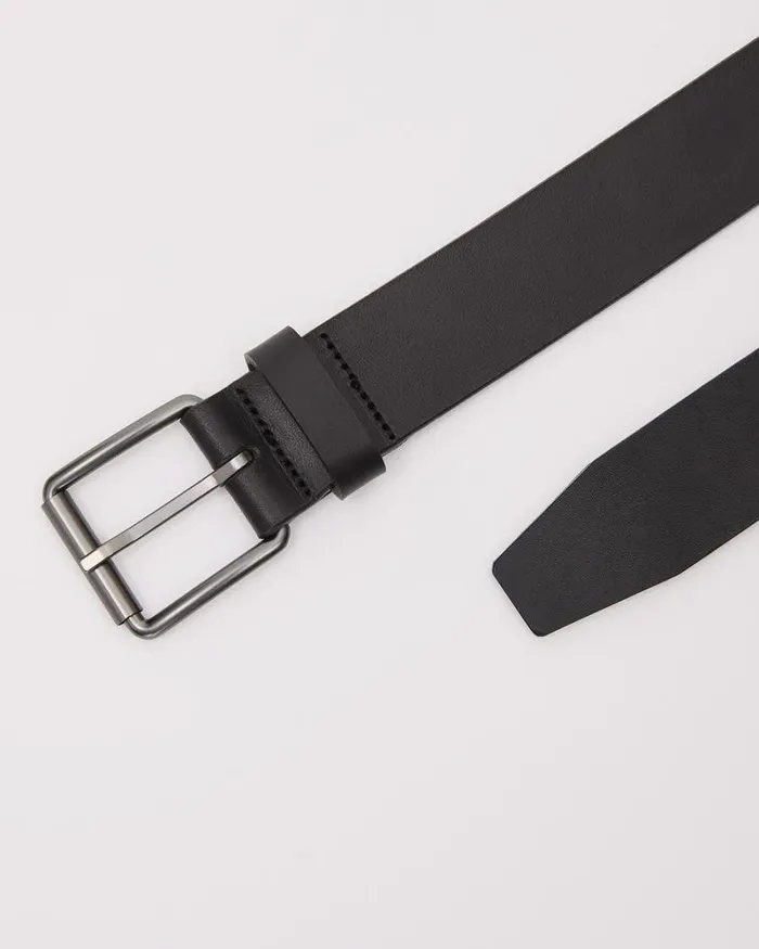 RWandCO Belts and Suspenders Black Leather Belt With Square Buckle Black 8211 Men RWandCO Belts and Suspenders Black Leather Belt With Square Buckle Black 8211 Men