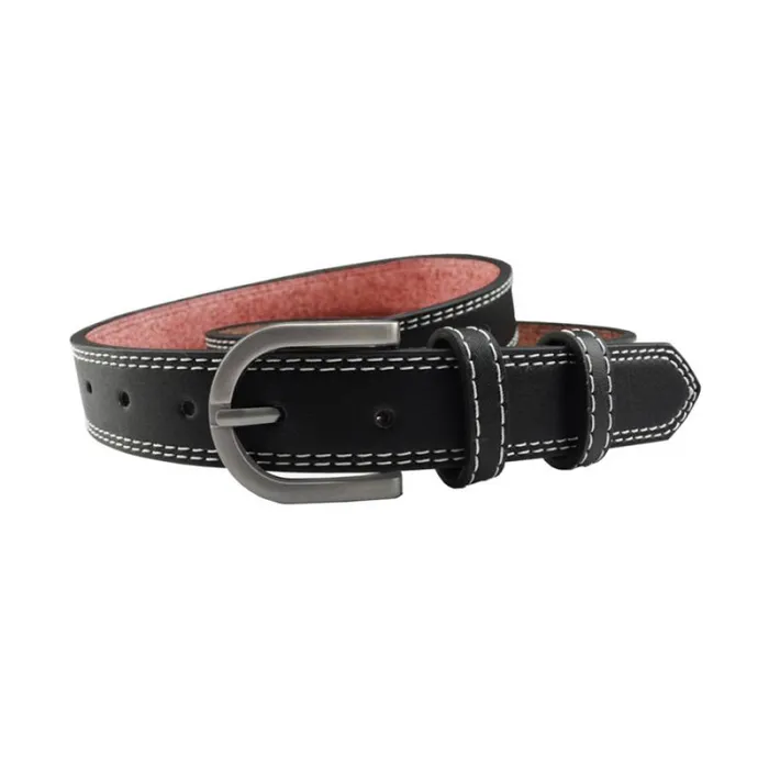 RWandCO Belts and Suspenders Unique Bargains Single Prong Buckle Double Stitch Belt Black 8211 Men