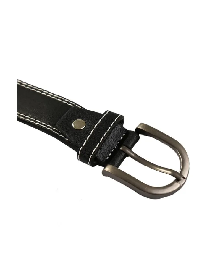 RWandCO Belts and Suspenders Unique Bargains Single Prong Buckle Double Stitch Belt Black 8211 Men