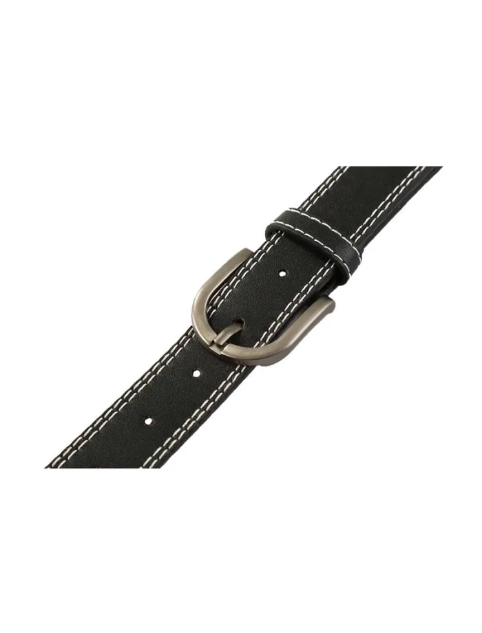 RWandCO Belts and Suspenders Unique Bargains Single Prong Buckle Double Stitch Belt Black 8211 Men
