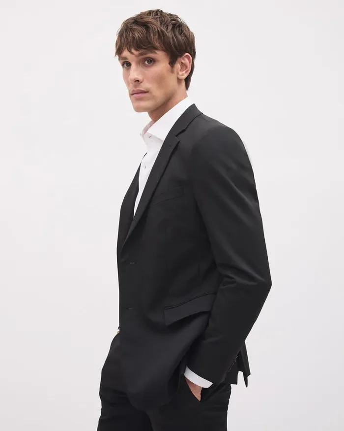 RWandCO Blazers Black Slim Fit ETech Blazer Black 8211 Men