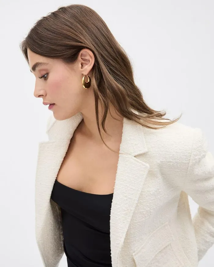 RWandCO Blazers Boucl Open DoubleBreasted Cropped Blazer Antique White 8211 Women RWandCO Blazers Boucl Open DoubleBreasted Cropped Blazer Antique White 8211 Women