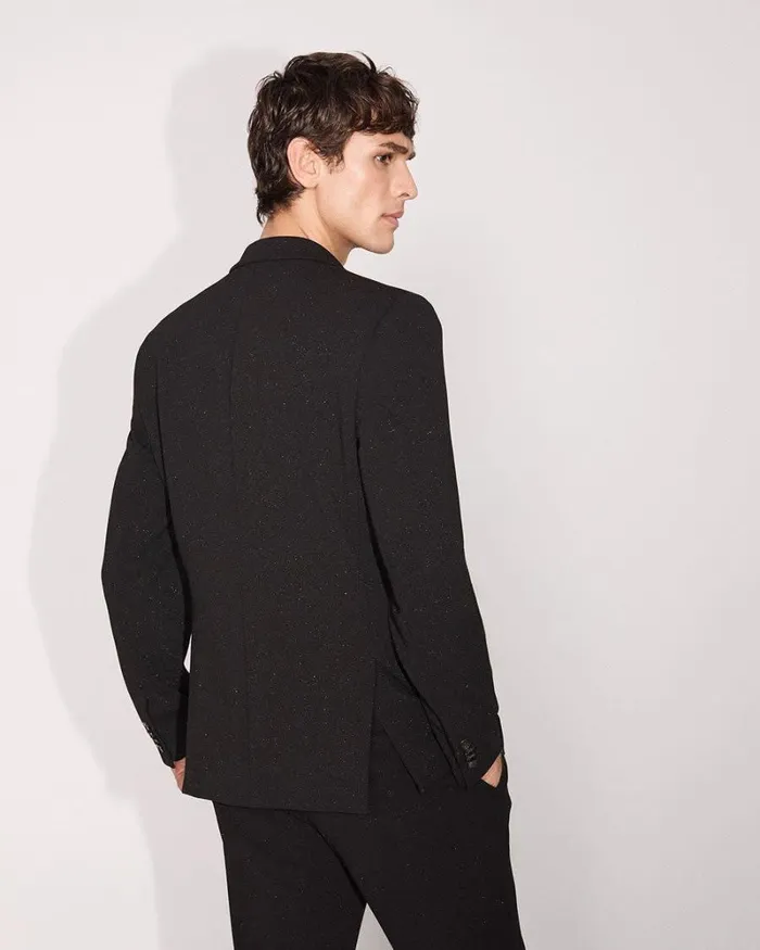 RWandCO Blazers SlimFit Black Suit Blazer With Metallic Fibres Black 8211 Men RWandCO Blazers SlimFit Black Suit Blazer With Metallic Fibres Black 8211 Men