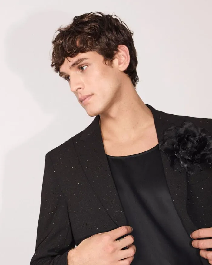 RWandCO Blazers SlimFit Black Suit Blazer With Metallic Fibres Black 8211 Men RWandCO Blazers SlimFit Black Suit Blazer With Metallic Fibres Black 8211 Men