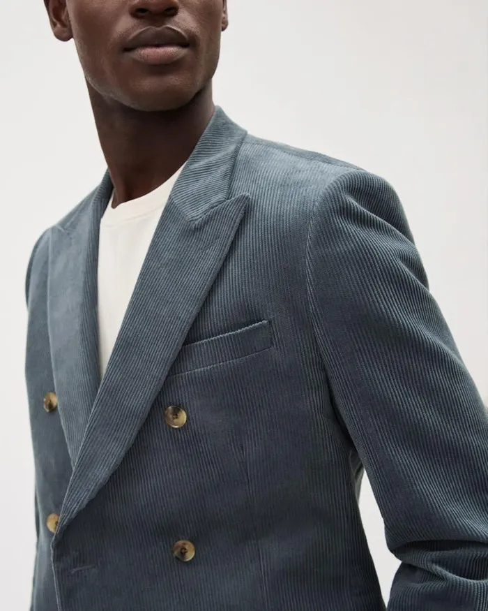 RWandCO Blazers TailoredFit DoubleBreasted Corduroy Suit Blazer Blue Horizon 8211 Men RWandCO Blazers TailoredFit DoubleBreasted Corduroy Suit Blazer Blue Horizon 8211 Men