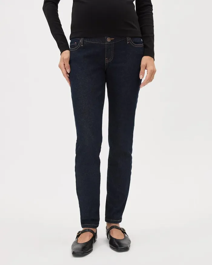 RWandCO Bottoms DarkWash Skinny Jeans 8211 Thyme Maternity Raw Denim 8211 Women