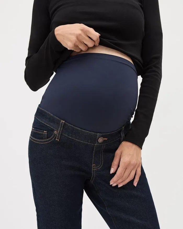 RWandCO Bottoms DarkWash Skinny Jeans 8211 Thyme Maternity Raw Denim 8211 Women