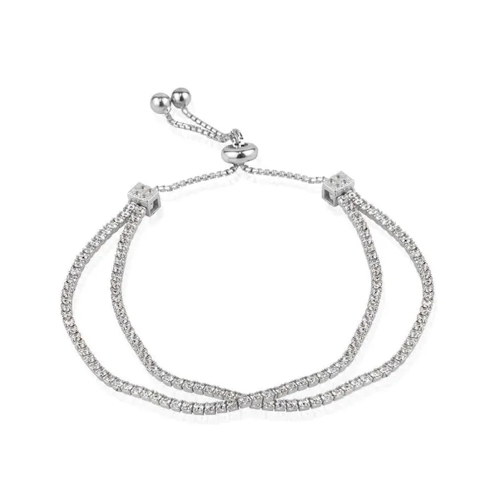 RWandCO Bracelets and Rings Club Rochelier 5A Cubic Zirconia Double Strand Bracelet Silver 8211 Women RWandCO Bracelets and Rings Club Rochelier 5A Cubic Zirconia Double Strand Bracelet Silver 8211 Women