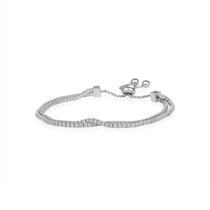 RWandCO Bracelets and Rings Club Rochelier 5A Cubic Zirconia Double Strand Bracelet Silver 8211 Women RWandCO Bracelets and Rings Club Rochelier 5A Cubic Zirconia Double Strand Bracelet Silver 8211 Women