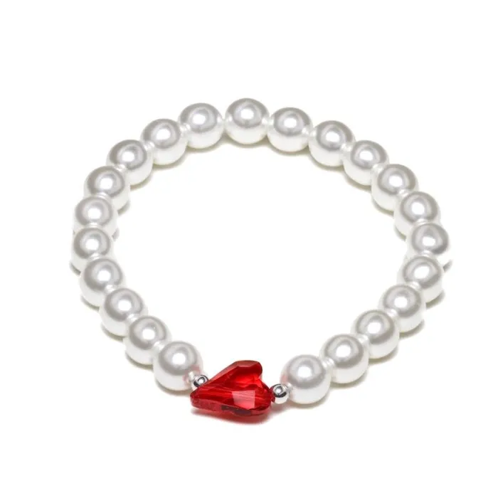 RWandCO Bracelets and Rings Siam Imitation Pearl Bracelet Made With Quality Austrian Crystals 8211 MICALLA Medium Red 8211 Women RWandCO Bracelets and Rings Siam Imitation Pearl Bracelet Made With Quality Austrian Crystals 8211 MICALLA Medium Red 8211 Women