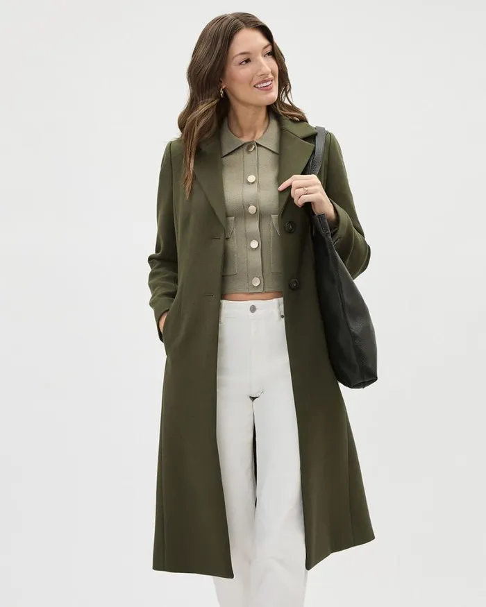 RWandCO Coats and Jackets Fitted Long Twill Coat Deep Depths 8211 Women