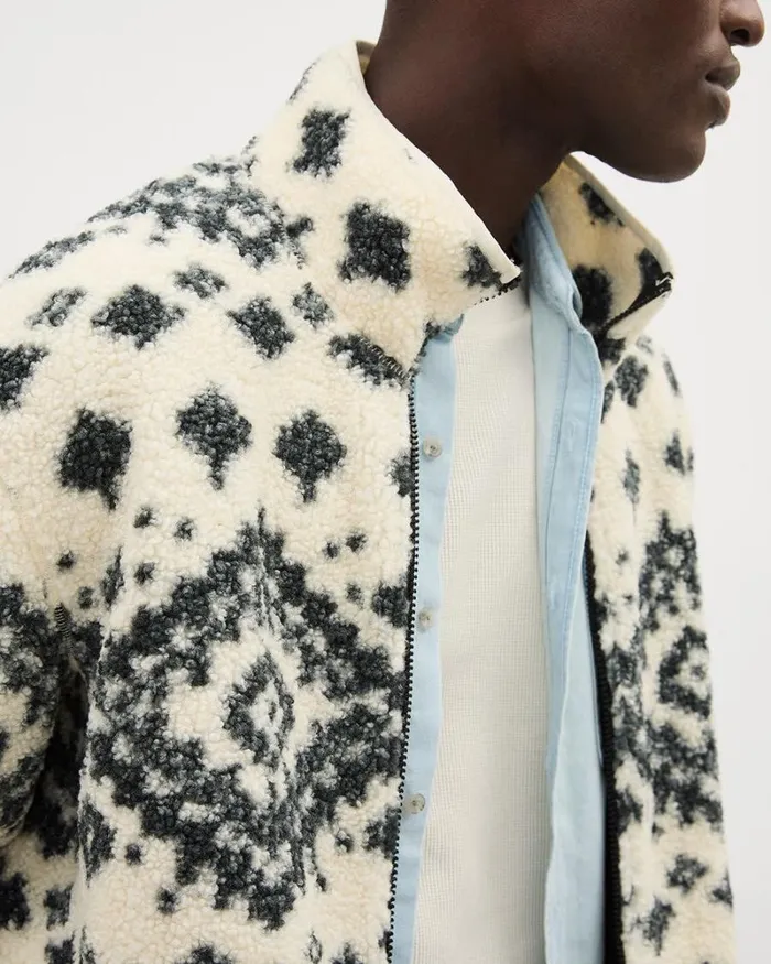RWandCO Coats and Jackets LongSleeve MockNeck Zipped Sherpa Cardigan Cream 8211 Men RWandCO Coats and Jackets LongSleeve MockNeck Zipped Sherpa Cardigan Cream 8211 Men