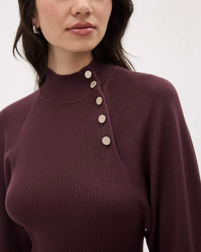 RWandCO Dresses LongSleeve MockNeck Fitted Ribbed Midi Dress Decadent Chocolate 8211 Women RWandCO Dresses LongSleeve MockNeck Fitted Ribbed Midi Dress Decadent Chocolate 8211 Women