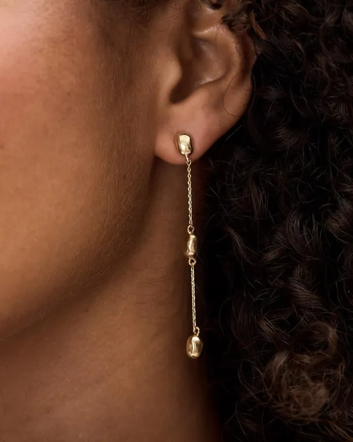 RWandCO Earrings Golden Pendant Earrings Gold 8211 Women RWandCO Earrings Golden Pendant Earrings Gold 8211 Women