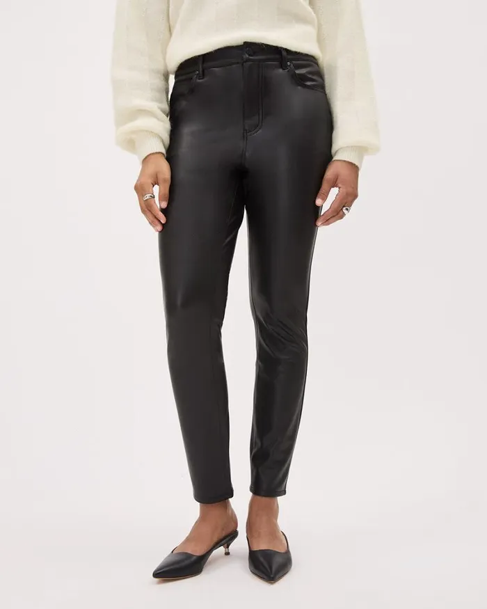 RWandCO HighRise HighRise Faux Leather Skinny Pant Black 8211 Women
