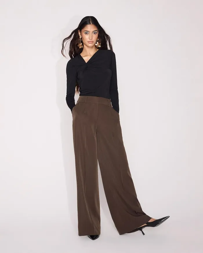RWandCO HighRise Satin HighRise WideLeg Pant Coffee Bean 8211 Women RWandCO HighRise Satin HighRise WideLeg Pant Coffee Bean 8211 Women