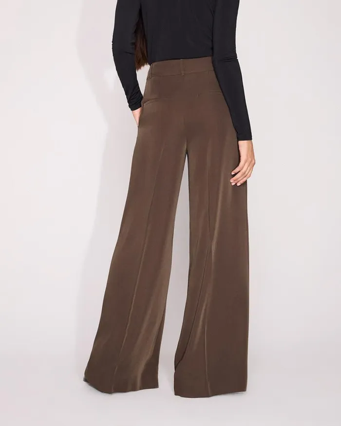 RWandCO HighRise Satin HighRise WideLeg Pant Coffee Bean 8211 Women RWandCO HighRise Satin HighRise WideLeg Pant Coffee Bean 8211 Women