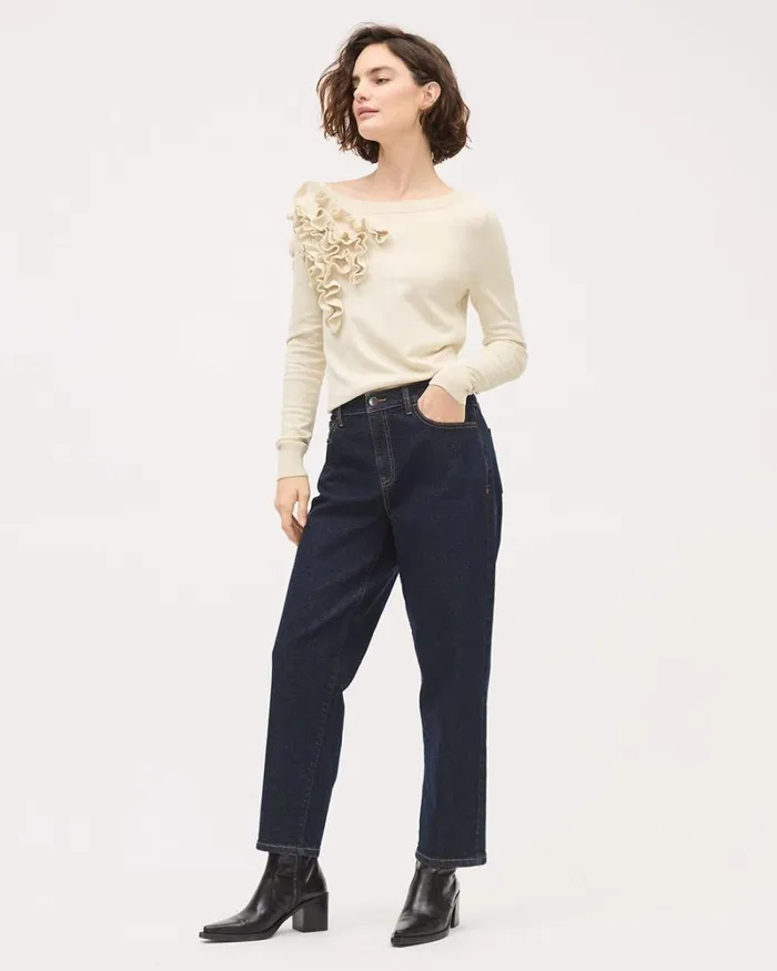 RWandCO Jeans DarkWash HighRise Barrel Jeans Dark Wash 8211 Women