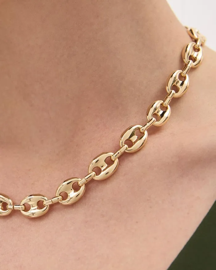 RWandCO Jewelry Golden Link Necklace Gold 8211 Women RWandCO Jewelry Golden Link Necklace Gold 8211 Women