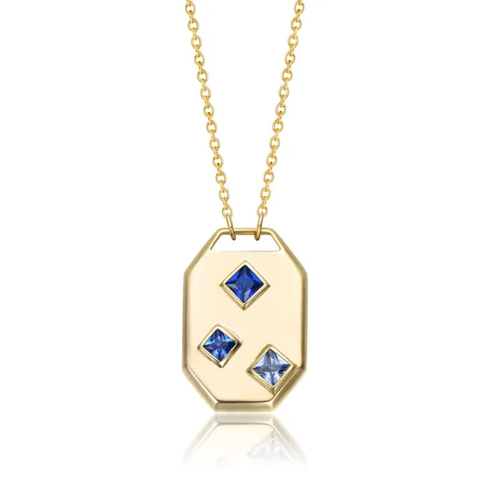 RWandCO Necklaces Rachel Glauber 14k Gold Plated With MultiColored Cubic Zirconia Geometric Dog Tag Pendant Necklace Multicolor 8211 Women RWandCO Necklaces Rachel Glauber 14k Gold Plated With MultiColored Cubic Zirconia Geometric Dog Tag Pendant Necklace Multicolor 8211 Women