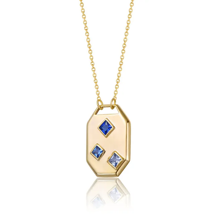 RWandCO Necklaces Rachel Glauber 14k Gold Plated With MultiColored Cubic Zirconia Geometric Dog Tag Pendant Necklace Multicolor 8211 Women RWandCO Necklaces Rachel Glauber 14k Gold Plated With MultiColored Cubic Zirconia Geometric Dog Tag Pendant Necklace Multicolor 8211 Women