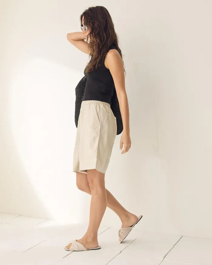 RWandCO Pants Linen Bermuda Short Light Linen 8211 Women RWandCO Pants Linen Bermuda Short Light Linen 8211 Women