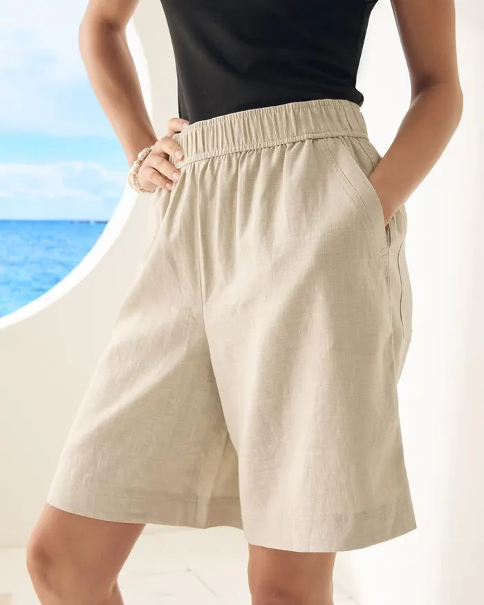 RWandCO Pants Linen Bermuda Short Light Linen 8211 Women RWandCO Pants Linen Bermuda Short Light Linen 8211 Women