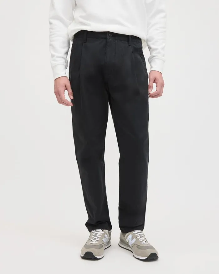 RWandCO Pants StraightLeg Pleated Chino Pant Black 8211 Men
