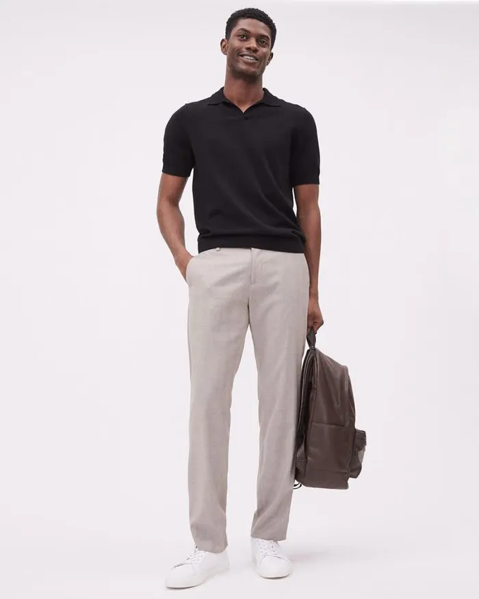 RWandCO Polos ShortSleeve Cotton Polo Sweater With Johnny Collar Black 8211 Men RWandCO Polos ShortSleeve Cotton Polo Sweater With Johnny Collar Black 8211 Men
