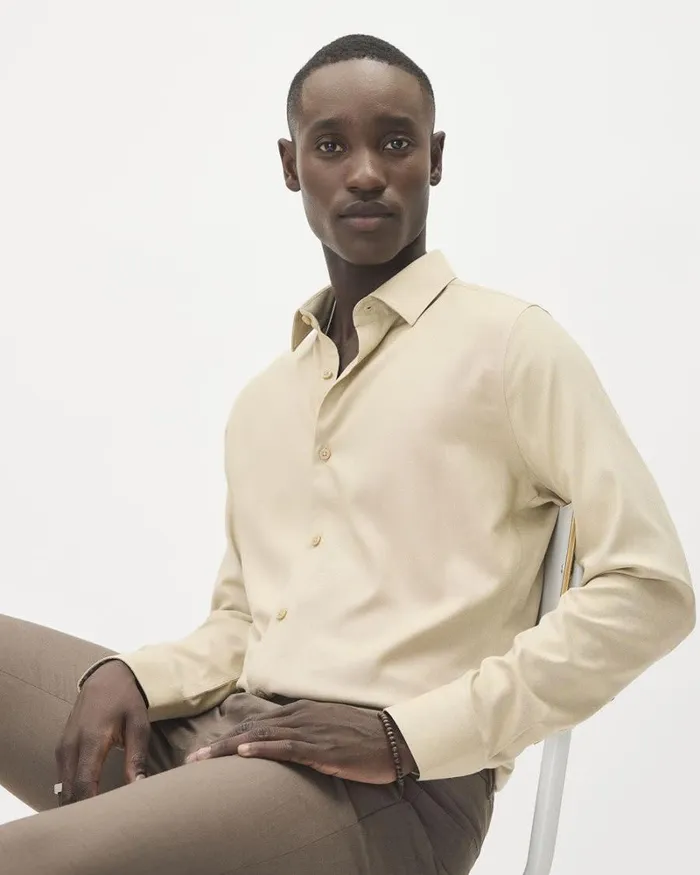 RWandCO Shirts SlimFit KnitLike Dress Shirt Tobacco 8211 Men