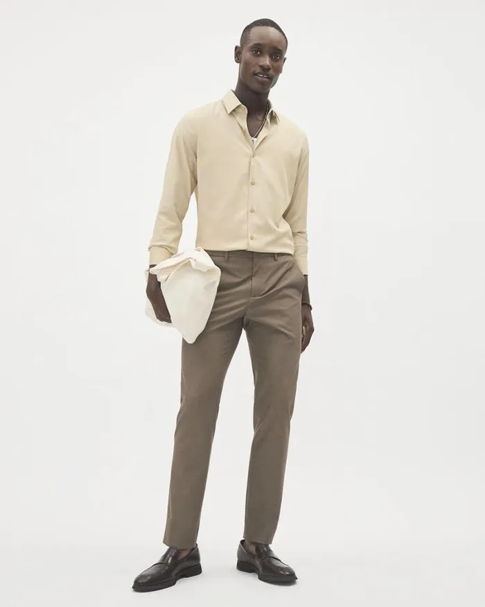 RWandCO Shirts SlimFit KnitLike Dress Shirt Tobacco 8211 Men RWandCO Shirts SlimFit KnitLike Dress Shirt Tobacco 8211 Men