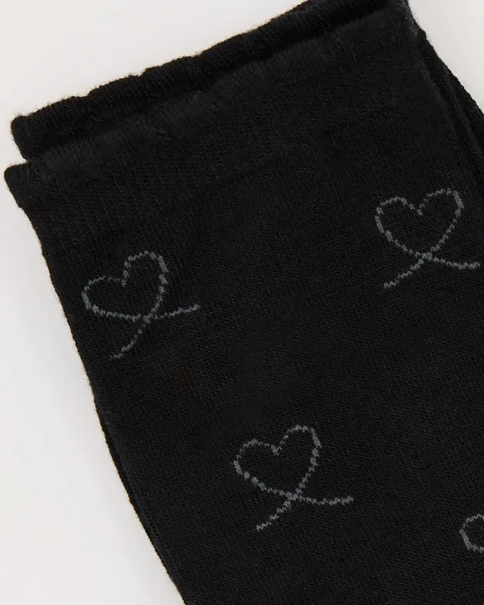 RWandCO Socks and Tights Bamboo Crew Socks With Hearts Black Multi8211 8211 Women RWandCO Socks and Tights Bamboo Crew Socks With Hearts Black Multi8211 8211 Women