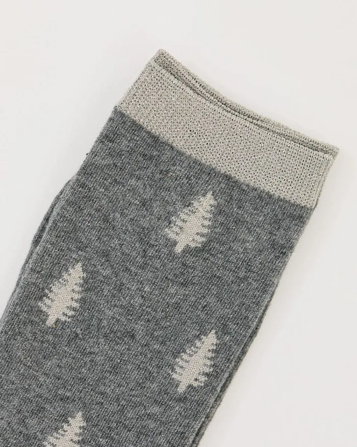 RWandCO Socks and Tights Cotton Socks With Lurex Fibres And Christmas Trees Medium Grey Mix 8211 Women