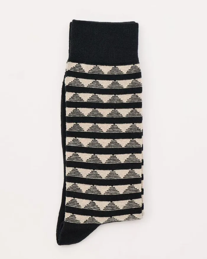 RWandCO Socks Striped Socks With Geometric Pattern Black 8211 Men