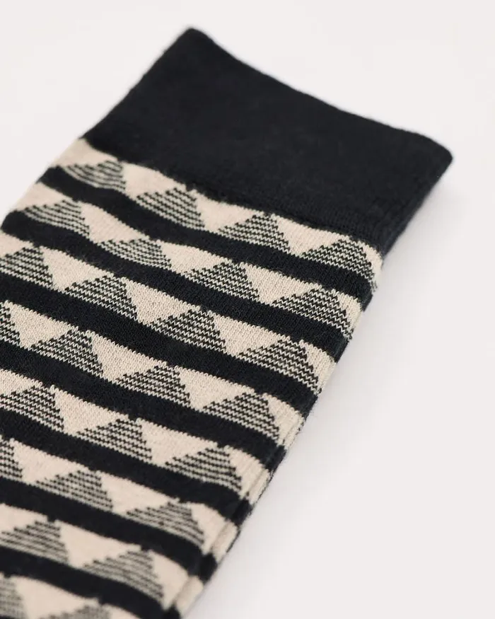 RWandCO Socks Striped Socks With Geometric Pattern Black 8211 Men RWandCO Socks Striped Socks With Geometric Pattern Black 8211 Men
