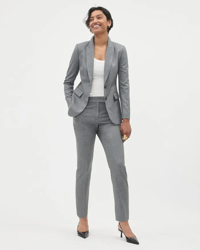 RWandCO Suits Grey TwoButton Fitted Blazer Medium Grey Mix 8211 Women RWandCO Suits Grey TwoButton Fitted Blazer Medium Grey Mix 8211 Women