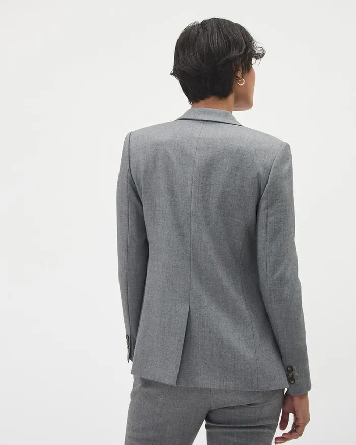 RWandCO Suits Grey TwoButton Fitted Blazer Medium Grey Mix 8211 Women RWandCO Suits Grey TwoButton Fitted Blazer Medium Grey Mix 8211 Women