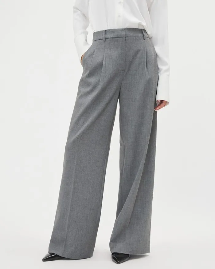 RWandCO Suits Grey WideLeg HighRise Pant Medium Grey Mix 8211 Women RWandCO Suits Grey WideLeg HighRise Pant Medium Grey Mix 8211 Women